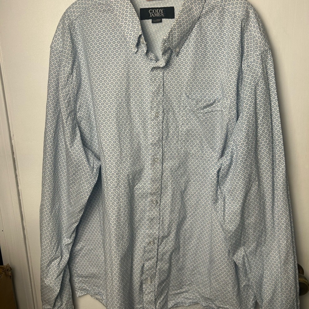 Cody James Men's Light Blue Geometric Casual Shirt